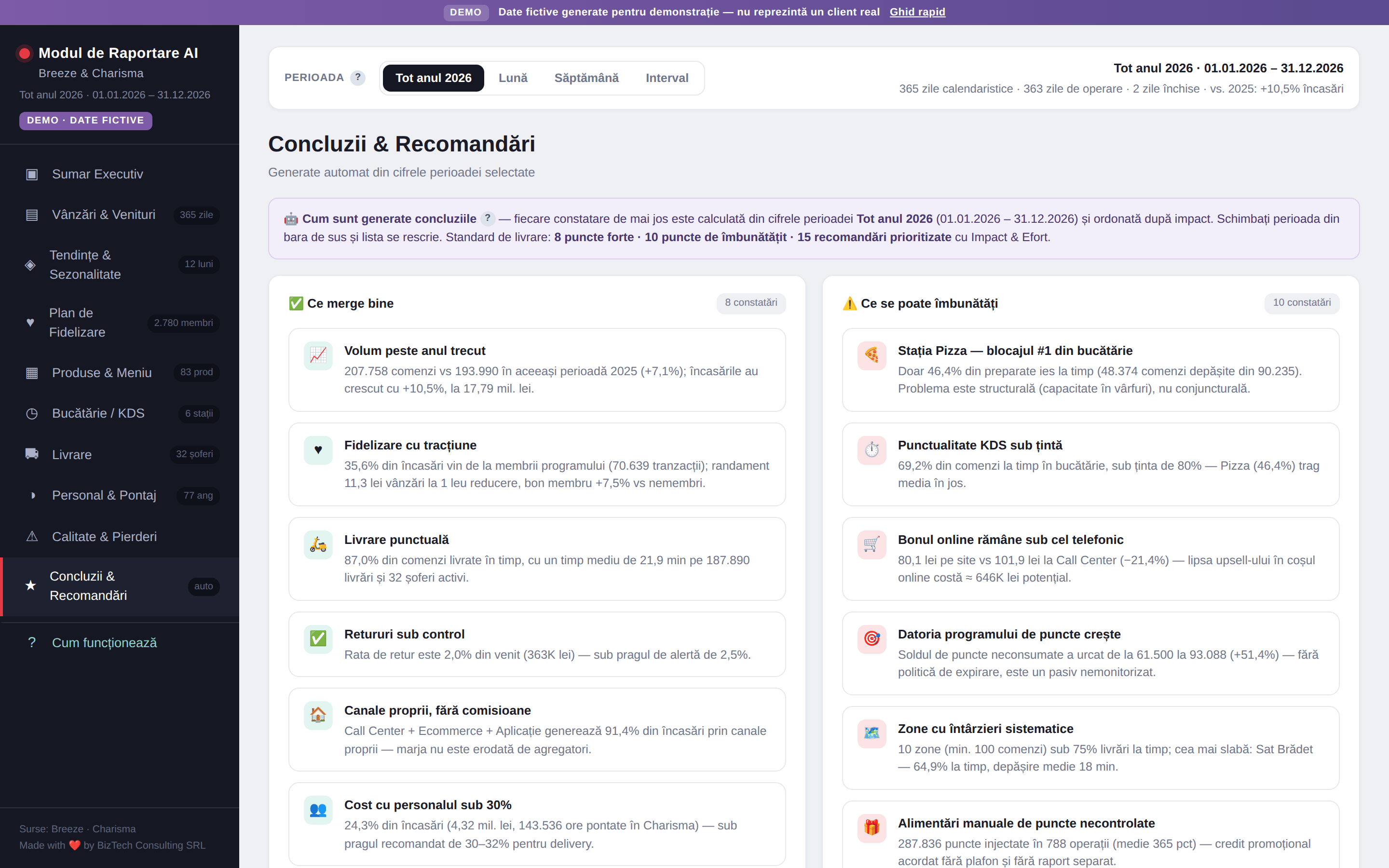 Concluzii și recomandări generate automat